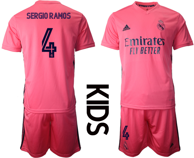 Youth 2020-2021 club Real Madrid away #4 pink Soccer Jerseys->real madrid jersey->Soccer Club Jersey